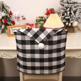 Women's Fashion Simple Checked Cloth Chair Cover With Fur Ball (Option: Black And White Plaid)