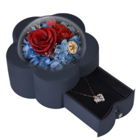 Household Eternal Flowers Necklace Ring Jewelry Box (Option: Red Chocolate Red)