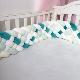 Six-strand Bed Fence Twist Braid New Hand-woven Long Knotted Pillow (Option: White And Green-6 Shares 240cm)