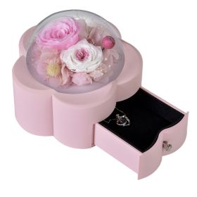 Household Eternal Flowers Necklace Ring Jewelry Box (Option: Pink Heart White Chocolate)