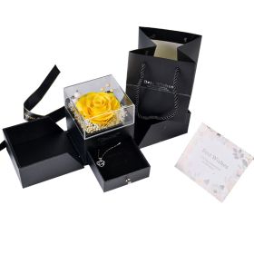 Preserved Flower Acrylic Cover Necklace Ring Earring Jewelry Box (Option: Yellow Flower)