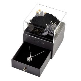 Fashion Simple Preserved Flower Acrylic Jewelry Box (Color: Black)