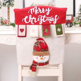 Christmas Decorations Cartoon Color Three-dimensional Doll Chair Cover (Option: H JT306 Snowman Chair Cover)