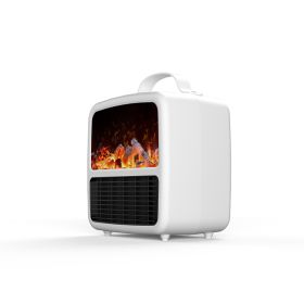 Desktop Quick Heat Warm Air Blower 3D Simulation Flame (Option: White-USb)