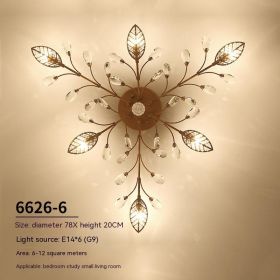 Crystal Ceiling Lamp Lamp In The Living Room Modern Simple European (Option: With LED Light Source-6 Head Bronze)