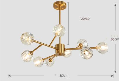 Nordic Chandelier Modern Simple Crystal All Copper Light Luxury Lamps (Option: Imitation copper9 heads-Tmall Genie)