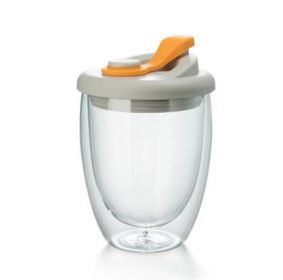 Borosilicate Double-layer Transparent Glass Tape Silicone Cover (Option: Orange-250ml)