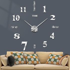 3 in 1 3D Frameless DIY Wall Clock Home Living Room Creative Wall Clock Acrylic Diy European Wall Stickers Decorative Wall Clock Watch Living Room Bed (Color: sliver, size: S)