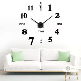 3 in 1 3D Frameless DIY Wall Clock Home Living Room Creative Wall Clock Acrylic Diy European Wall Stickers Decorative Wall Clock Watch Living Room Bed (Color: Black, size: S)