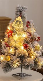 Mini Christmas Tree Flocking Tree Desktop With Light Set (Set: Pine needle-90cm)