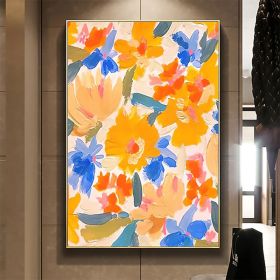 Handmade Oil Painting Canvas Wall Art Decor Original Orange Flower Painting Abstract Floral Painting Living Room Hallway Bedroom Luxurious Decorative (Style: 1, size: 150X220cm)