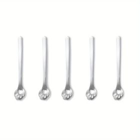 1/5pcs, Stainless Steel Hollow Out Kawaii Cat Claw Spoon, Mixing Spoon, Cake Dessert Spoon, Cookie Mold (Quantity: 5pcs, Items: Hollow Cat Claw Spoon)