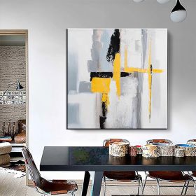 Hand Painted Oil Paintings Black and white gold Modern Abstract Oil Paintings On Canvas Wall Art Decorative Picture Living Room Hallway Bedroom Luxuri (Style: 1, size: 70x70cm)