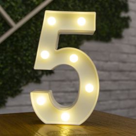 Alphabet Letter LED Lights Luminous Number Lamp Decor Battery Night Light for home Wedding Birthday Christmas party Decoration (Type: 5)