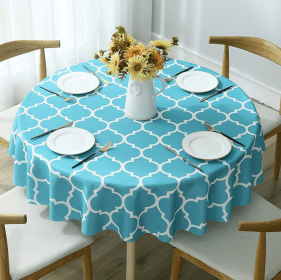 Tablecloth For Round Tables Waterproof Satin Resistant Washable Dining Table Protector (Color: Blue, size: 100*100cm)