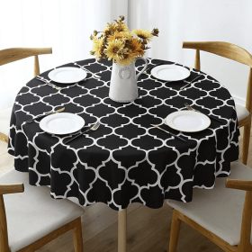 Tablecloth For Round Tables Waterproof Satin Resistant Washable Dining Table Protector (Color: Black, size: 120*120cm)