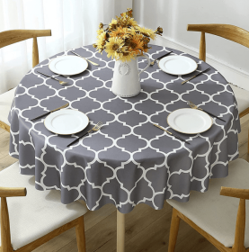 Tablecloth For Round Tables Waterproof Satin Resistant Washable Dining Table Protector (Color: Gray, size: 100*100cm)