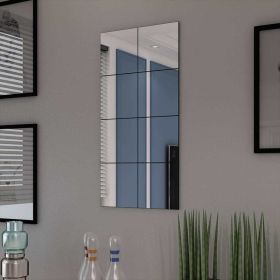 Frameless Mirror Tiles Glass 8 pcs 8.1" (Color: Silver)