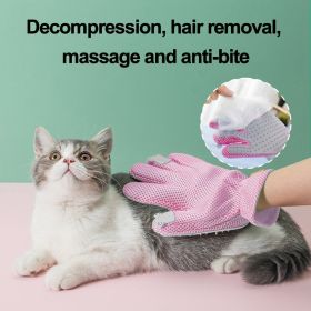 Pet Glove Cat Grooming Glove Cat Hair Deshedding Brush Gloves Cat Floating Hair Pet Hair Removal Brush Dog Bathing Massage Comb Silicone Hair Removal (Type: Right and Left, Color: Pink)