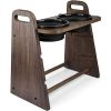 Dog Bowls Elevated 3 Heights 4in 8in 13in Rustic Wood Elevated Dog Cat Dishes with Double Dog Food Bowls Stand Raised Pet Feeder