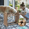 Dog Bowls Elevated 3 Heights 4in 8in 13in Rustic Wood Elevated Dog Cat Dishes with Double Dog Food Bowls Stand Raised Pet Feeder