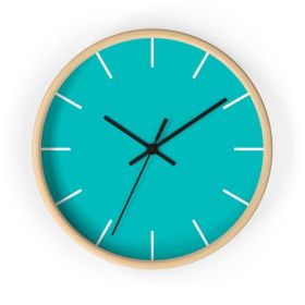 Decor Accessories, Contemporary Teal Green Quartz Wall Clock (Hands: Black, Color: Wooden)