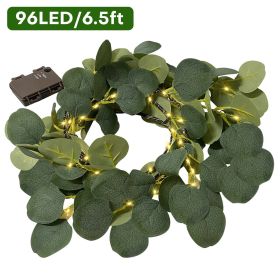 6.56ft 96 LED Eucalyptus Garland Lights Wedding Christmas Tree Decor Lights for Home Party (Quantity: 3pcs)