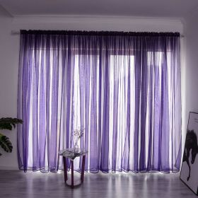 Simple And Modern Balcony Solid Color Gauze Curtain (Option: Grape purple-1x2.7Hook)