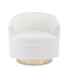 30.7''W Boucle Swivel Accent Barrel Chair Modern Comfy Sofa With Gold Stainless Steel Base for Living Room; 360 Degree Club Arm Chair for Nursery Bedr