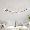 Home Decoration Photo Display Belt, Wooden Bead Chain, Photo Storage Hemp Rope String Beads Clip