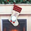 Christmas Stockings 19" Xmas Plaid Gnome Santa Stocking for Home Party Decoration