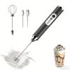 One Set Of Milk Frother Handheld USB-Rechargeable With 2pcs Stainless Whisk Heads; 3-Speed Adjustable Handheld Milk Frother For Cappuccinos; Hot Choco