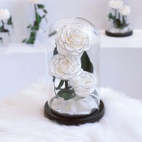 Two Or Three Roses Glass Cover Gift Box (Option: Classic Style 3 Flowers)