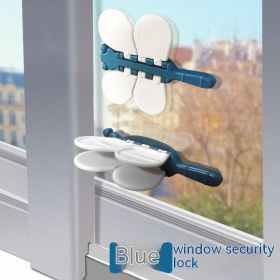 Children's Safety Protection Window Lock Punch-free Anti-pinching (Option: Window Security Lock Blue)