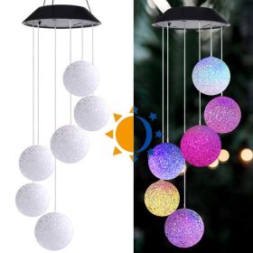 Solar Wind Chimes Light Rice Pellet Ball Hummingbird Color Changing Light String LED (Option: 6CM rice ball-RBG color change)